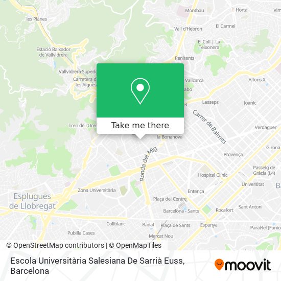 mapa Escola Universitària Salesiana De Sarrià Euss