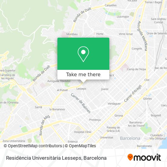 mapa Residència Universitària Lesseps