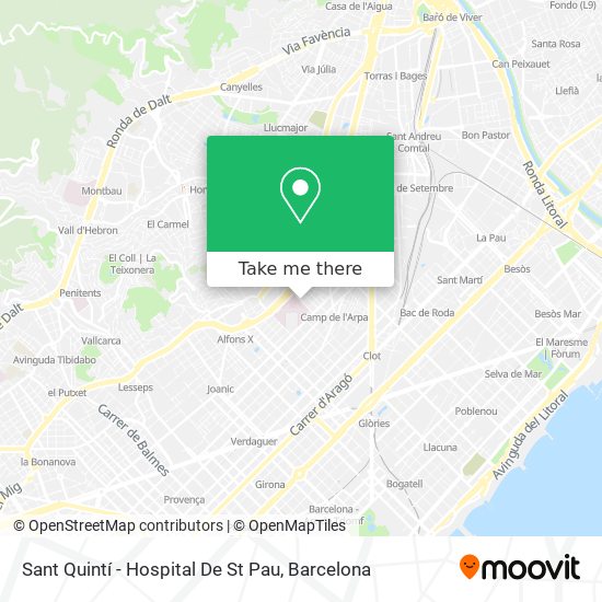 mapa Sant Quintí - Hospital De St Pau
