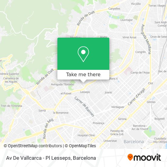 Av De Vallcarca - Pl Lesseps map