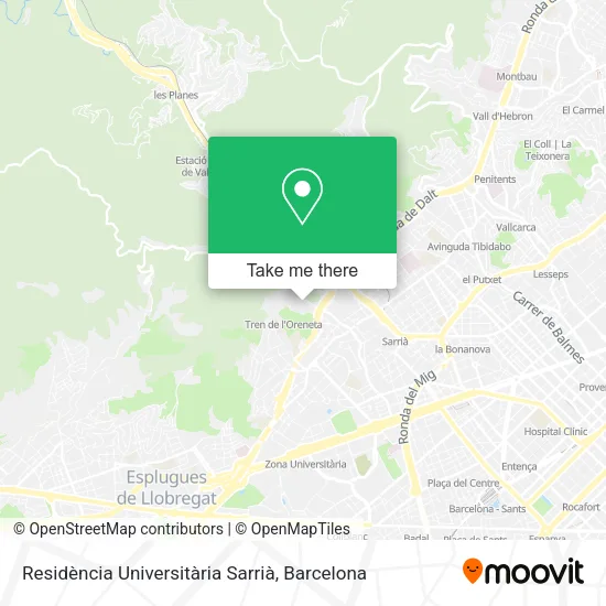 mapa Residència Universitària Sarrià
