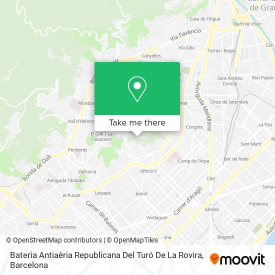 Bateria Antiaèria Republicana Del Turó De La Rovira map