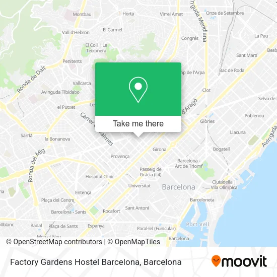 mapa Factory Gardens Hostel Barcelona