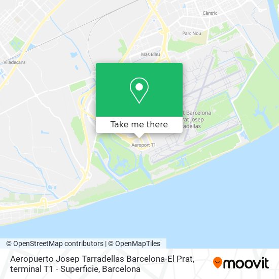Aeropuerto Josep Tarradellas Barcelona-El Prat, terminal T1 - Superficie map