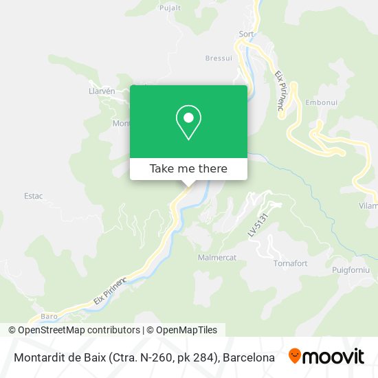 Montardit de Baix (Ctra. N-260, pk 284) map