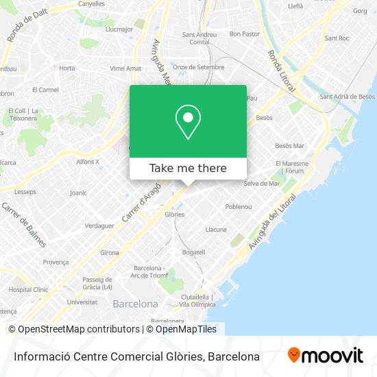 Informació Centre Comercial Glòries map