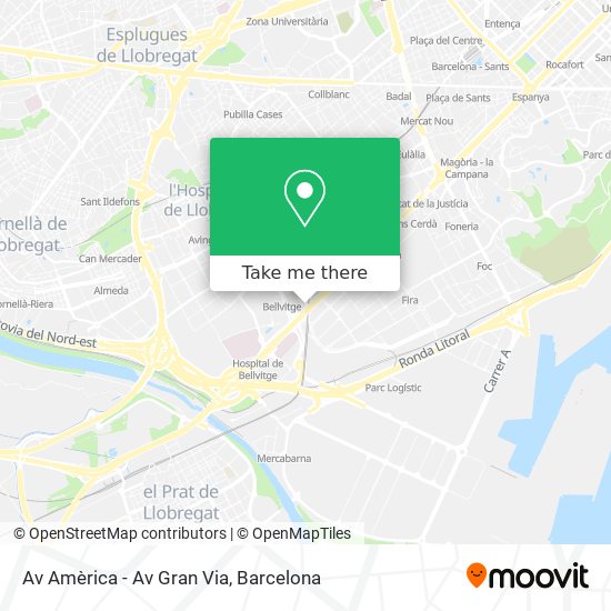 Av Amèrica - Av Gran Via map
