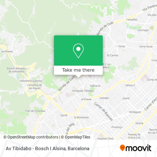 mapa Av Tibidabo - Bosch I Alsina