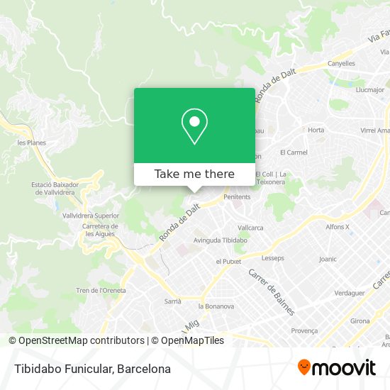 Tibidabo Funicular map