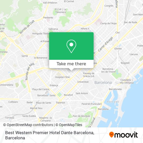 Best Western Premier Hotel Dante Barcelona map