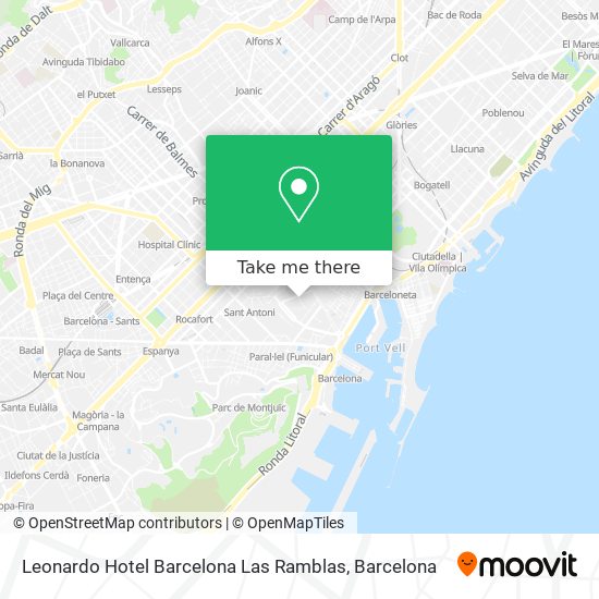 Leonardo Hotel Barcelona Las Ramblas map