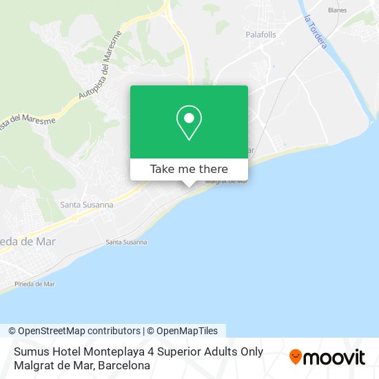 mapa Sumus Hotel Monteplaya 4 Superior Adults Only Malgrat de Mar