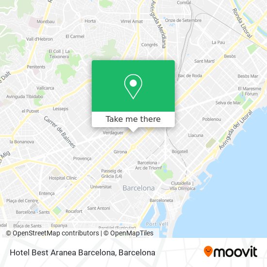 mapa Hotel Best Aranea Barcelona