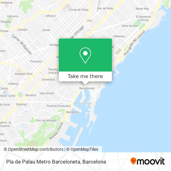 Pla de Palau Metro Barceloneta map