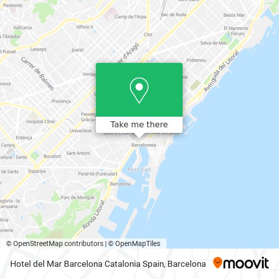 Hotel del Mar Barcelona Catalonia Spain map