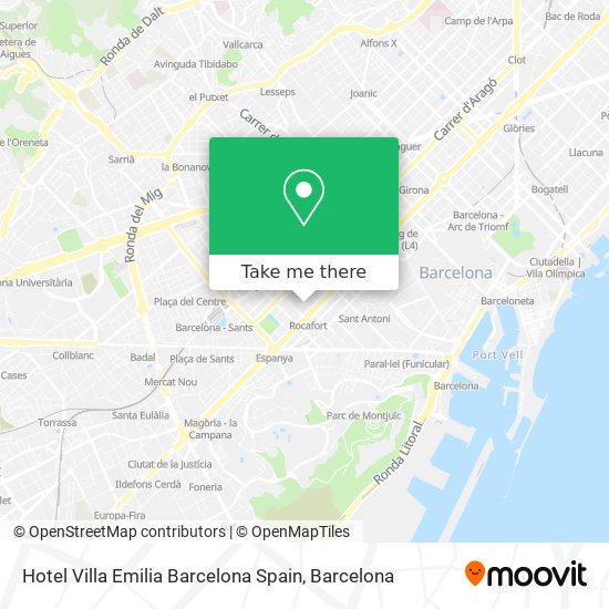 mapa Hotel Villa Emilia Barcelona Spain