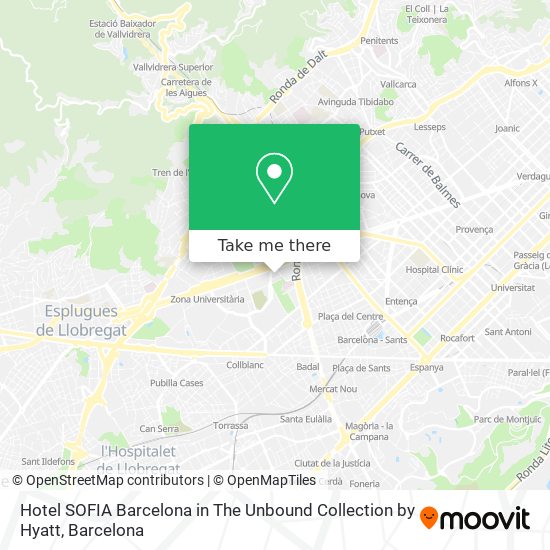 mapa Hotel SOFIA Barcelona in The Unbound Collection by Hyatt