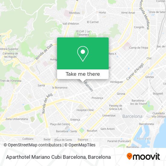 mapa Aparthotel Mariano Cubi Barcelona