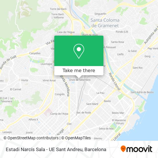 mapa Estadi Narcís Sala - UE Sant Andreu