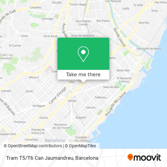 Tram T5/T6 Can Jaumandreu map