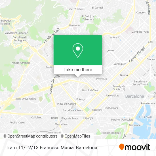 Tram T1/T2/T3 Francesc Macià map