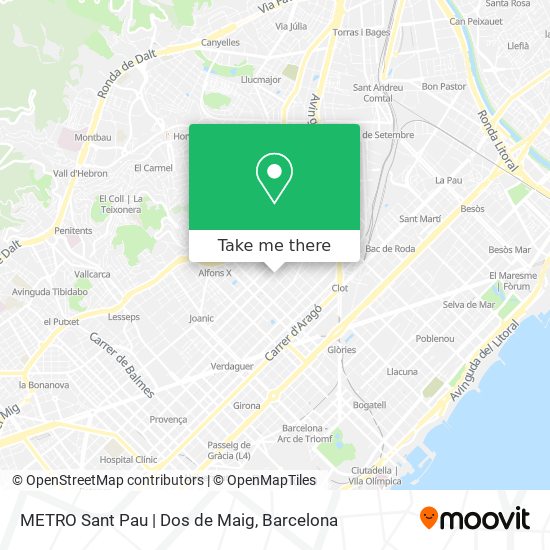 mapa METRO Sant Pau | Dos de Maig