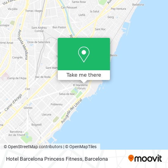 Hotel Barcelona Princess Fitness map