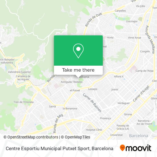 mapa Centre Esportiu Municipal Putxet Sport