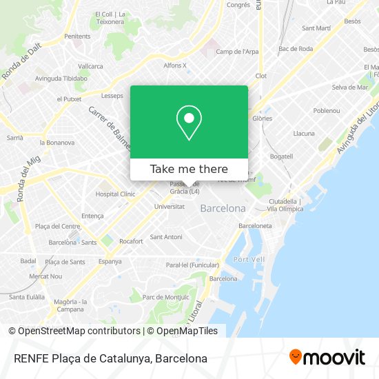 mapa RENFE Plaça de Catalunya