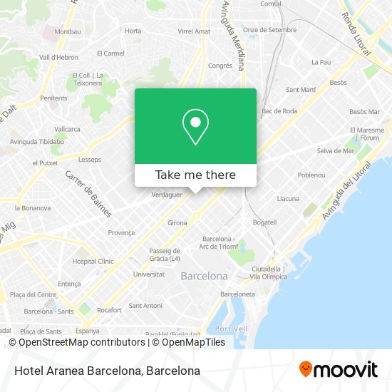 mapa Hotel Aranea Barcelona