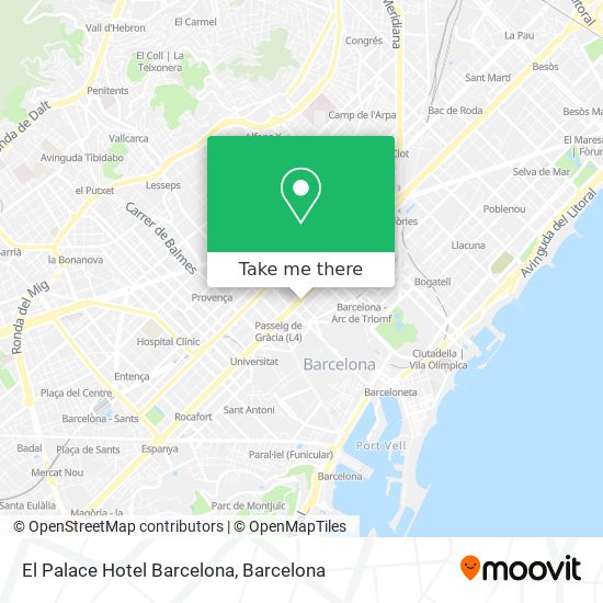 mapa El Palace Hotel Barcelona