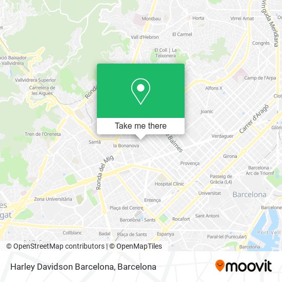 mapa Harley Davidson Barcelona