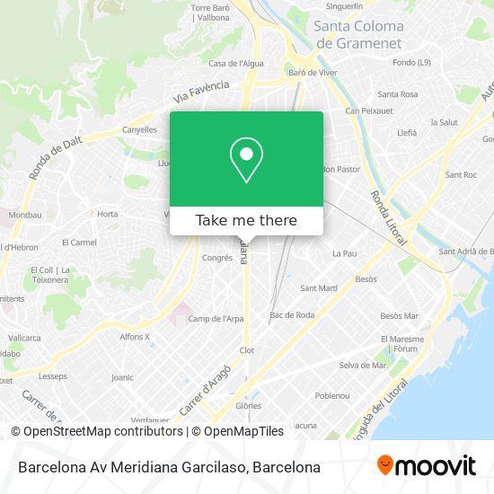 Barcelona Av Meridiana Garcilaso map