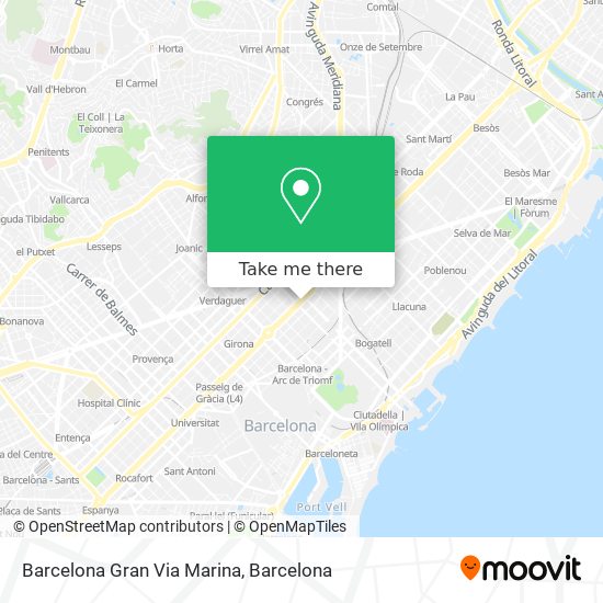 Barcelona Gran Via Marina map