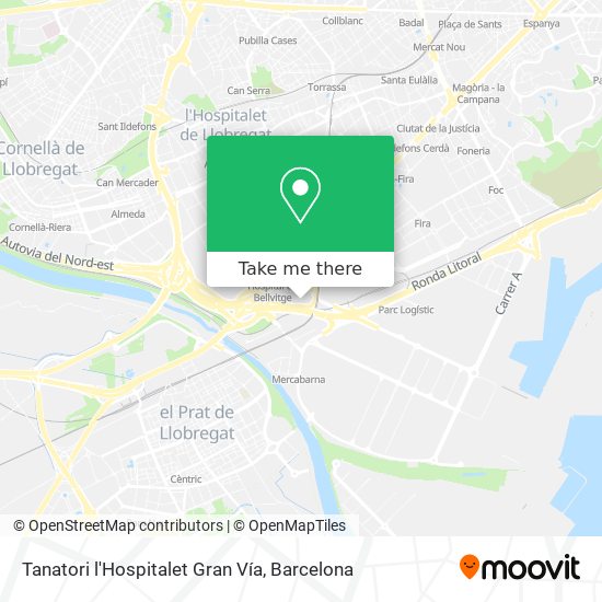 Tanatori l'Hospitalet Gran Vía map