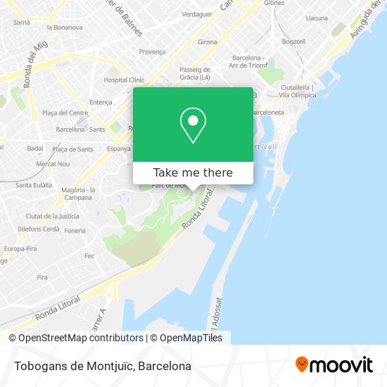 mapa Tobogans de Montjuïc