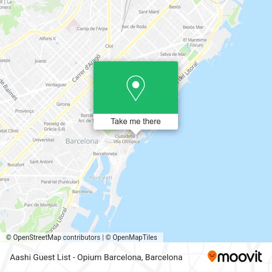 Aashi Guest List - Opium Barcelona map