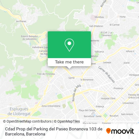 mapa Cdad Prop del Parking del Paseo Bonanova 103 de Barcelona