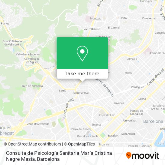 Consulta de Psicología Sanitaria María Cristina Negre Masía map