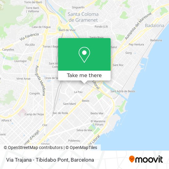 Via Trajana - Tibidabo Pont map