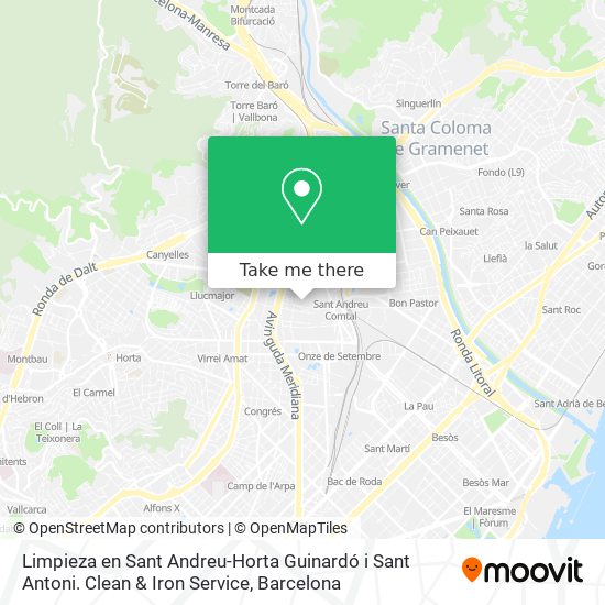 mapa Limpieza en Sant Andreu-Horta Guinardó i Sant Antoni. Clean & Iron Service