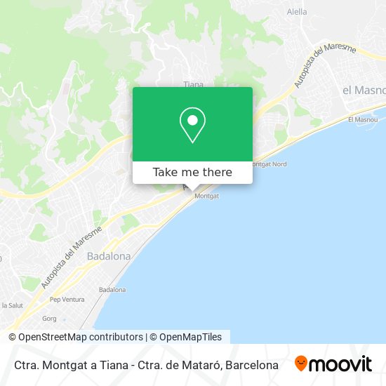 Ctra. Montgat a Tiana - Ctra. de Mataró map
