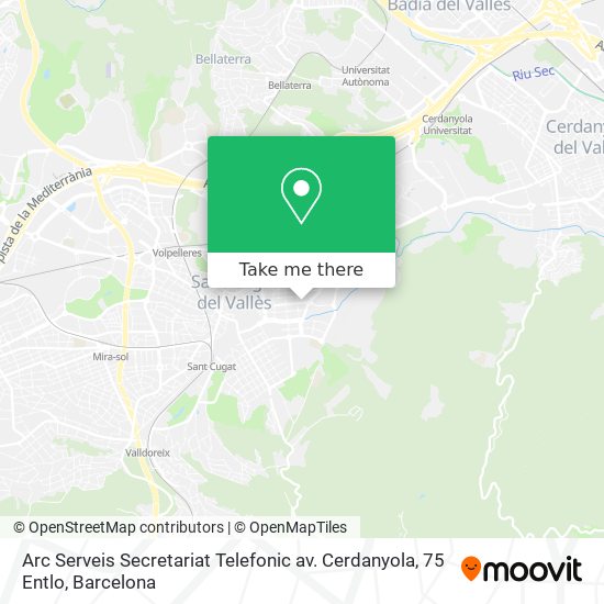 Arc Serveis Secretariat Telefonic av. Cerdanyola, 75 Entlo map