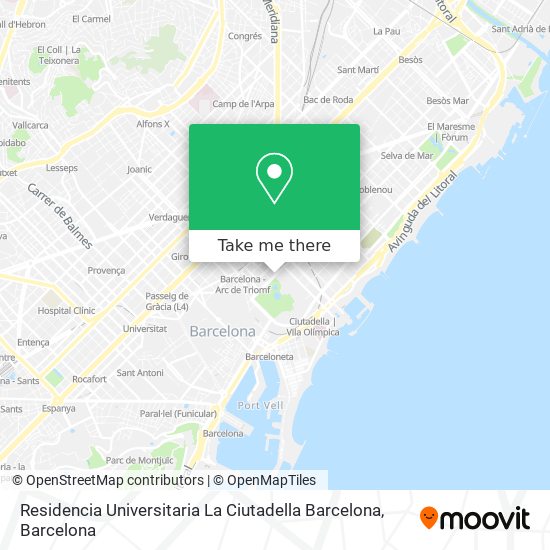 Residencia Universitaria La Ciutadella Barcelona map