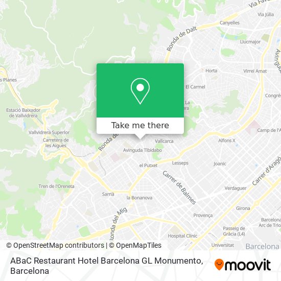 mapa ABaC Restaurant Hotel Barcelona GL Monumento