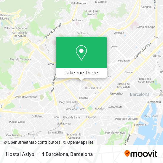 mapa Hostal Aslyp 114 Barcelona