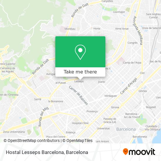 mapa Hostal Lesseps Barcelona