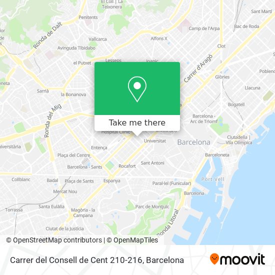 mapa Carrer del Consell de Cent 210-216