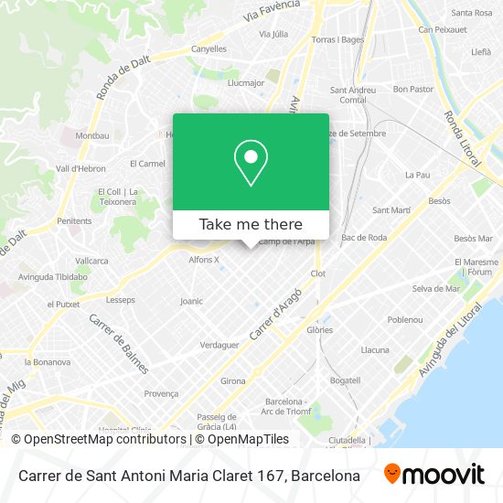 mapa Carrer de Sant Antoni Maria Claret 167