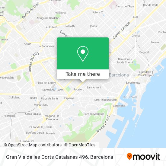 mapa Gran Via de les Corts Catalanes 496